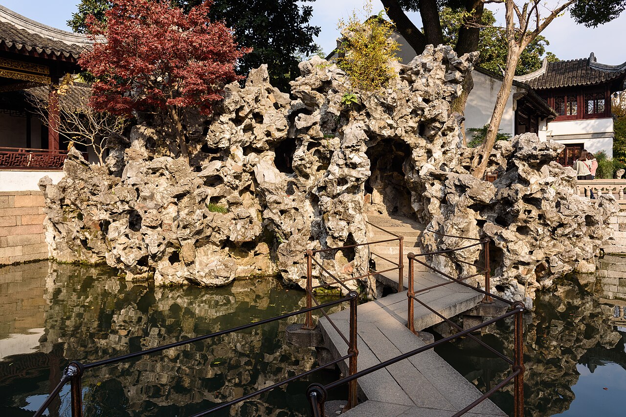 Lion Grove Garden rockery maze in Suzhou — elaborate taihu stone formations resembling lion prides